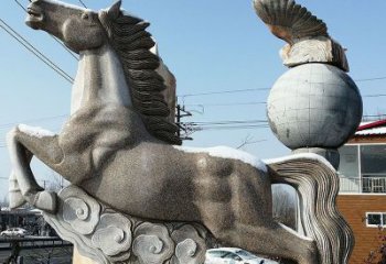 福建大理石马踏祥云石雕
