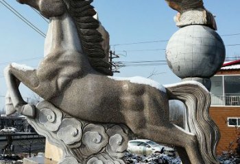 福建大理石马踏祥云雕塑