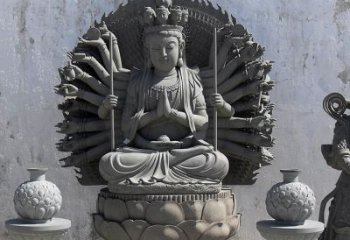 福建宗教庙宇千手观音大理石雕塑