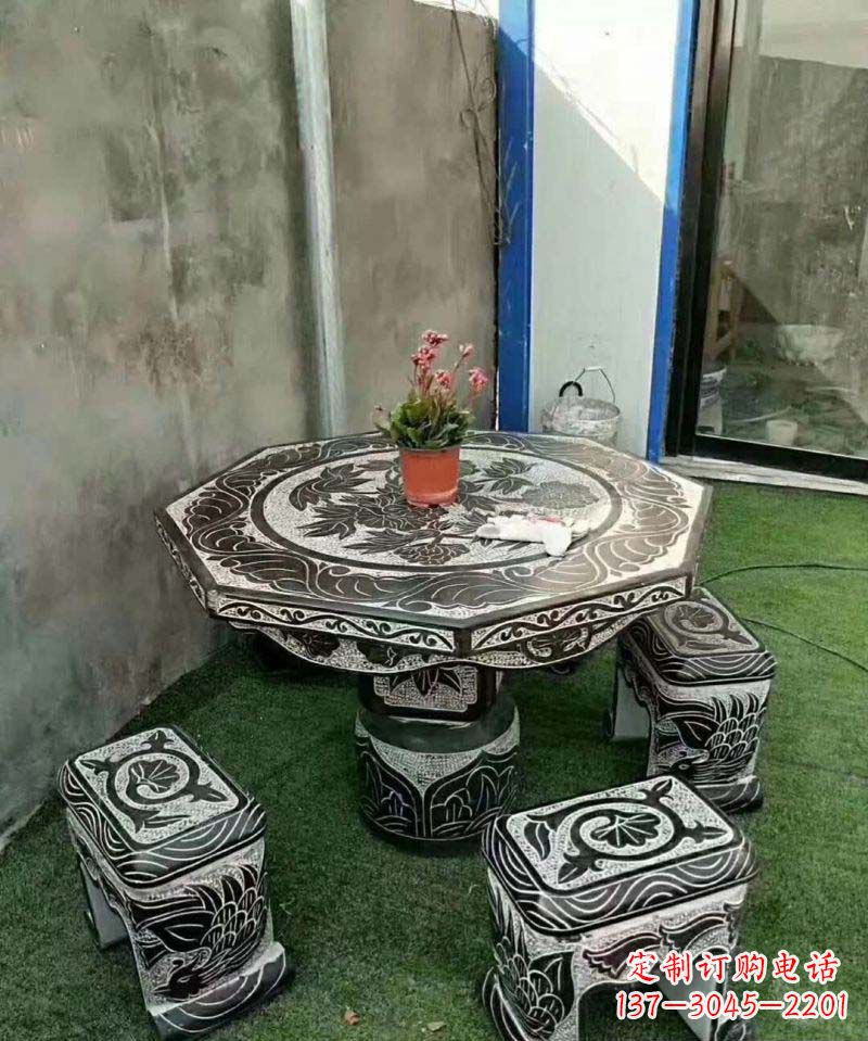 福建多边形石头桌凳雕塑
