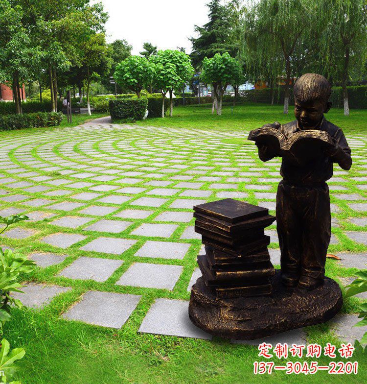 福建儿童看书公园人物铜雕