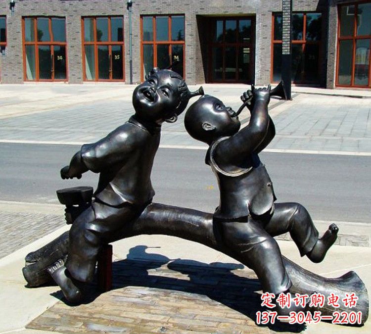 福建儿童玩耍童趣铜雕