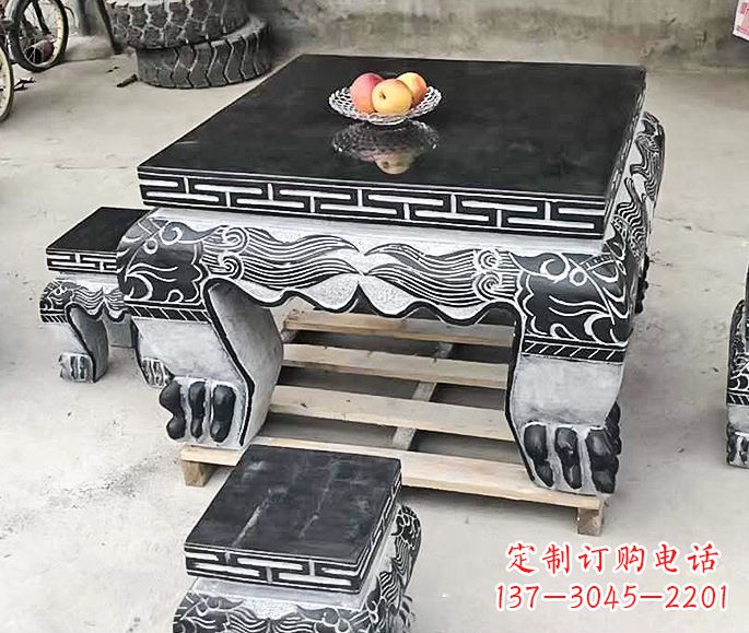 福建方形仿古石桌凳 (2)