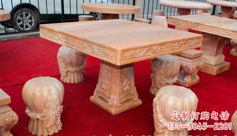 福建方形石桌凳雕塑