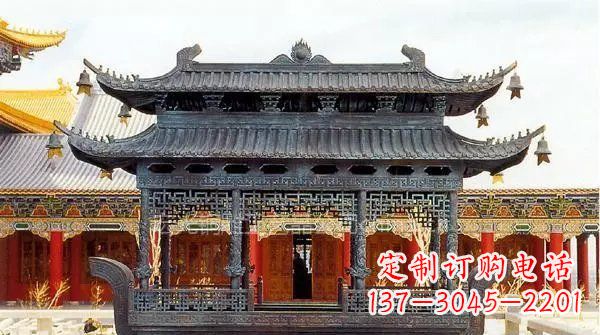 福建方形寺庙香炉铜雕塑