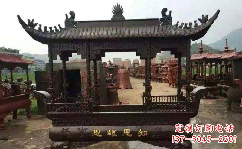 福建精美方形寺庙铜香炉雕塑