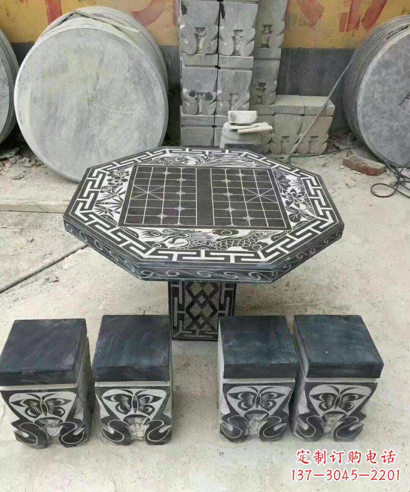 福建仿古石桌凳雕塑