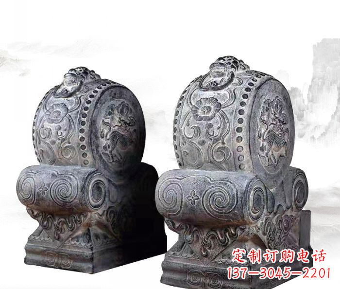 福建仿古抱鼓石门墩雕塑