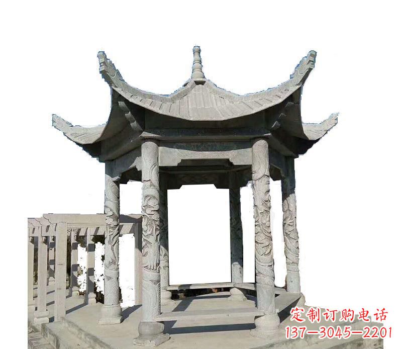福建传统风格凉亭石雕