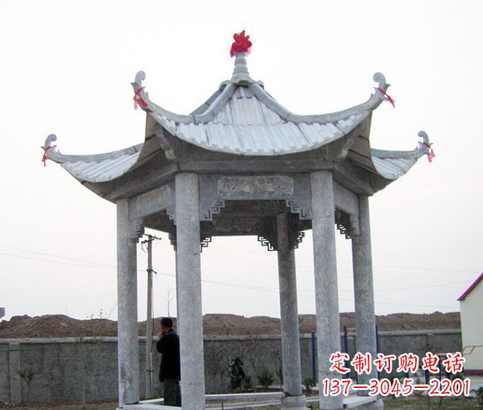 福建仿古六角石凉亭雕塑