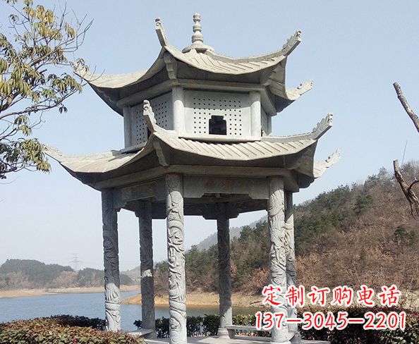 福建仿古六角双层凉亭石雕