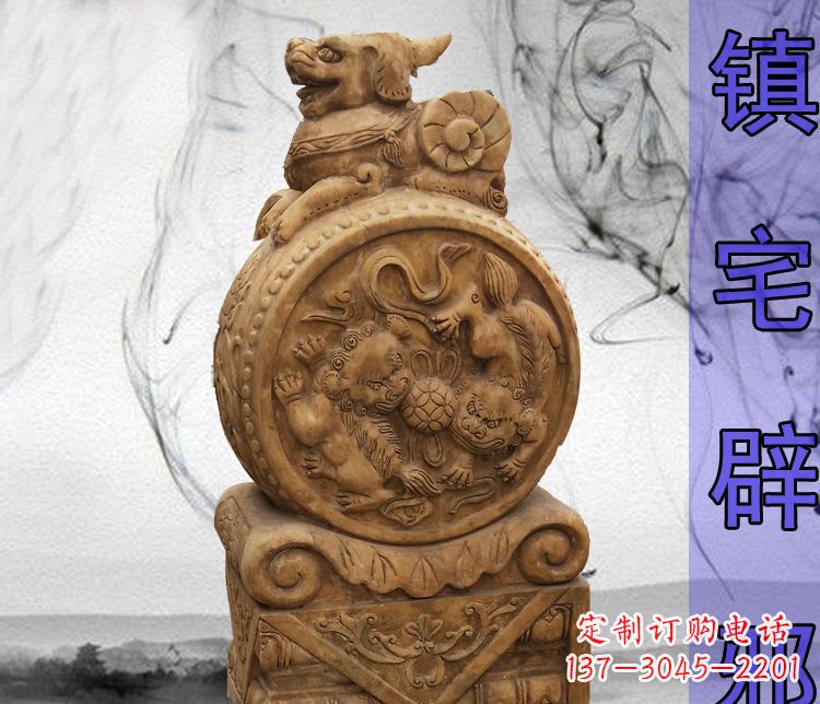福建仿古貔貅门墩镇宅辟邪石雕