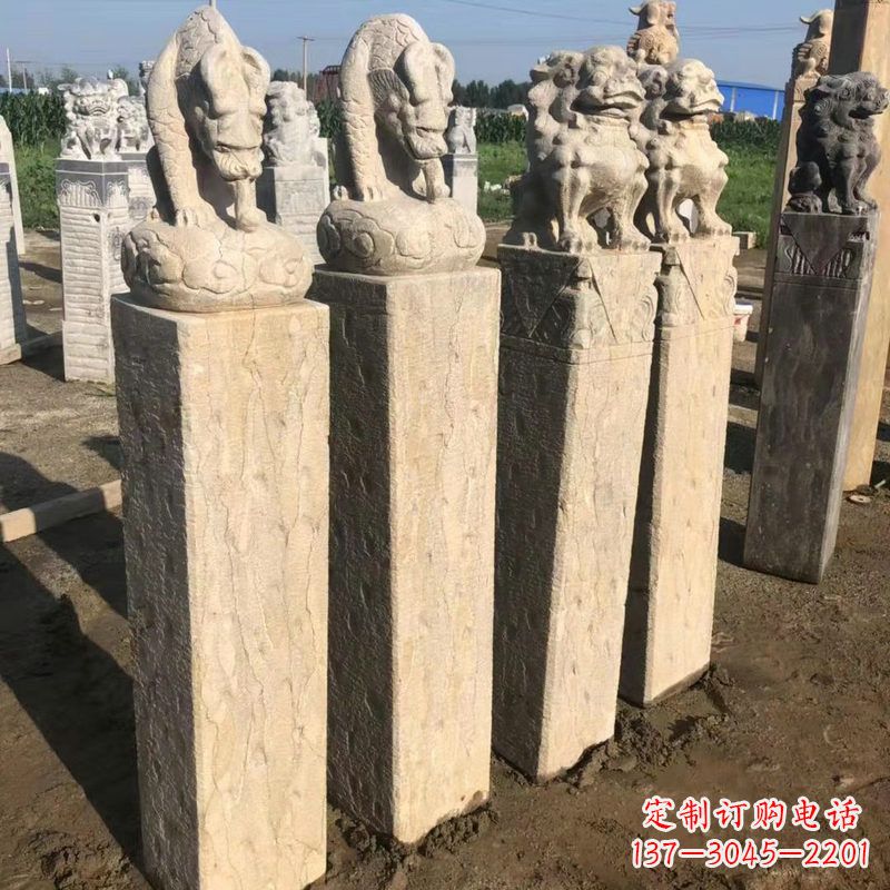 福建仿古麒麟貔貅栓马柱