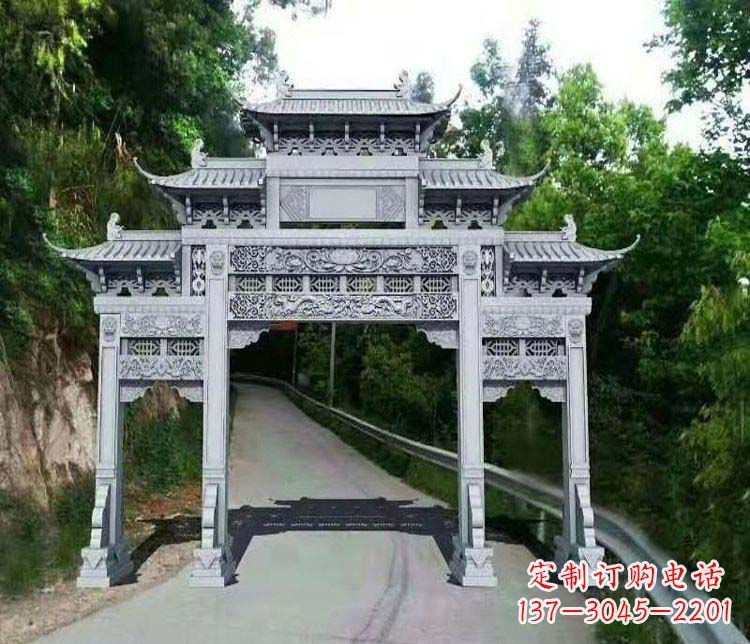 福建仿古三门牌坊石雕
