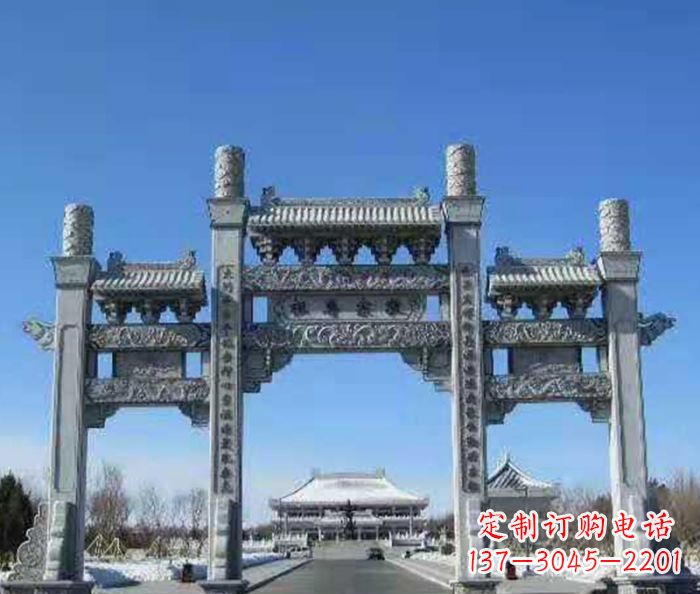 福建领雕仿古三门石牌坊