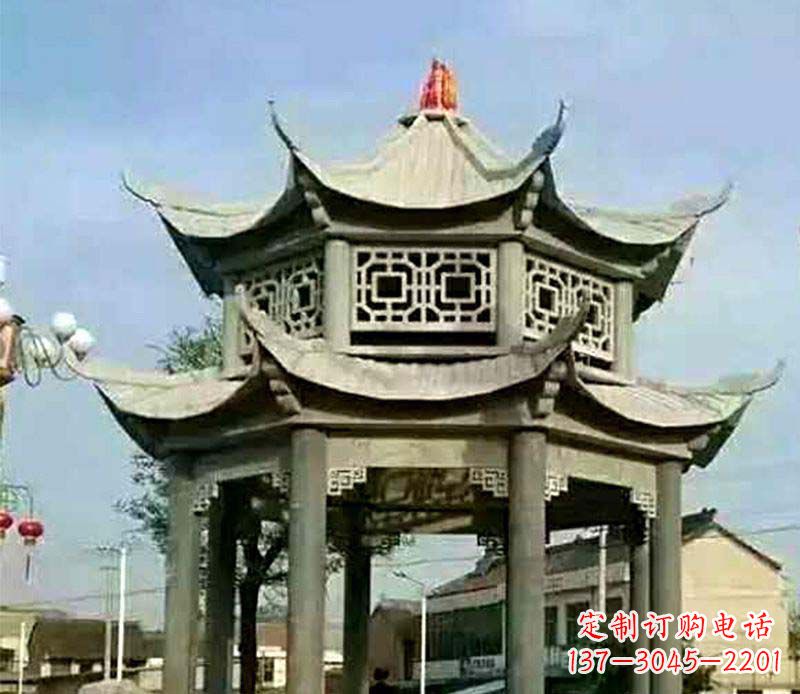 福建仿古石凉亭石雕 (2)