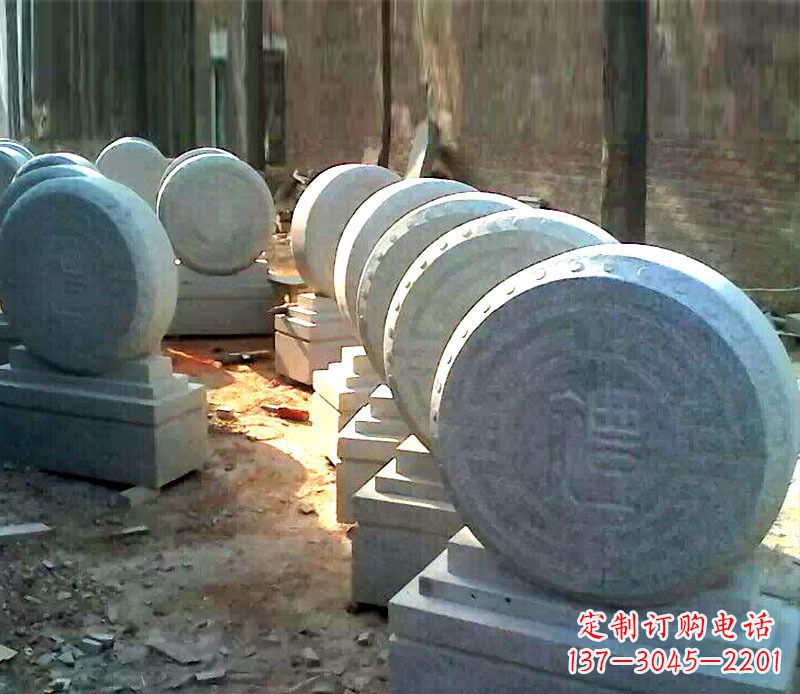 福建仿古石门墩招财抱鼓石石雕 (2)