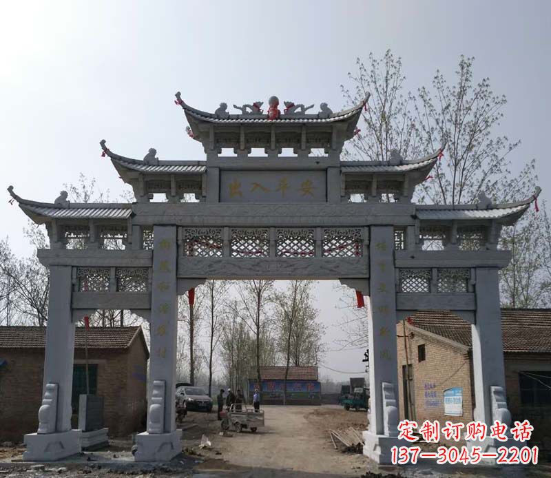 福建仿古石牌坊石雕 (2)