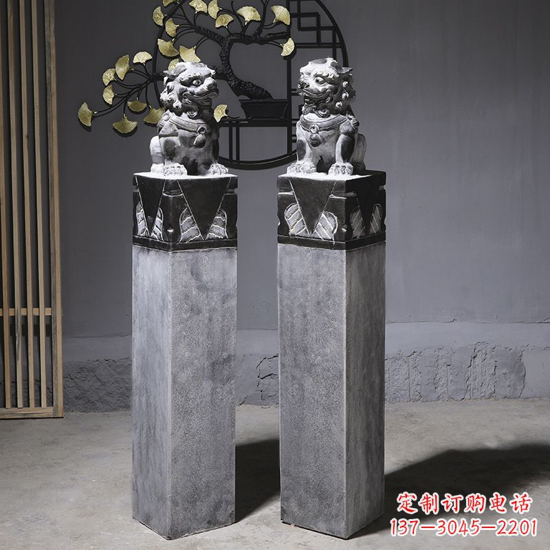 福建仿古石狮子拴马桩石雕