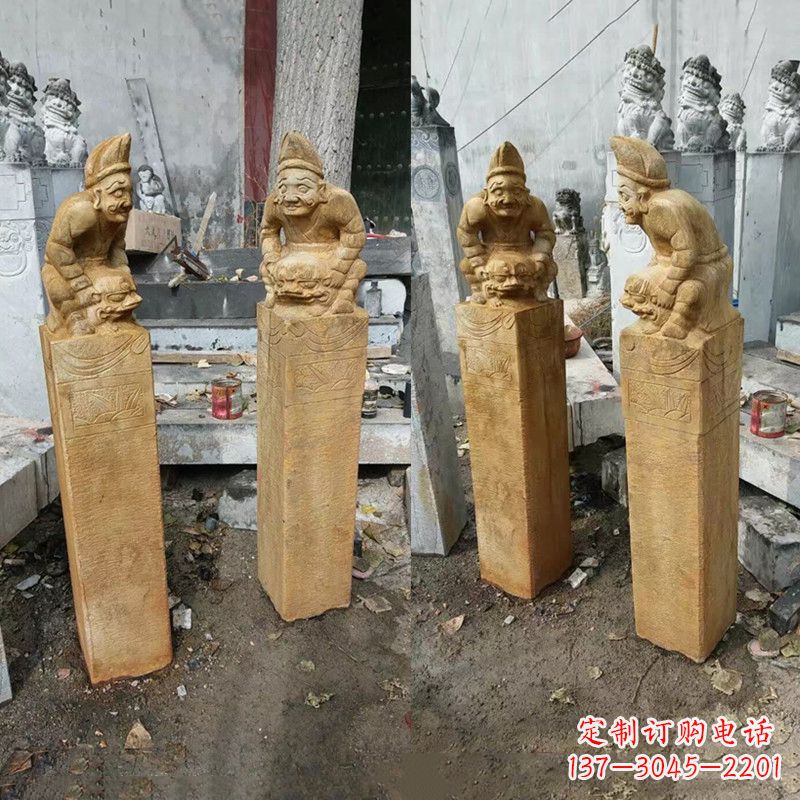 福建经典仿古拴马桩雕塑