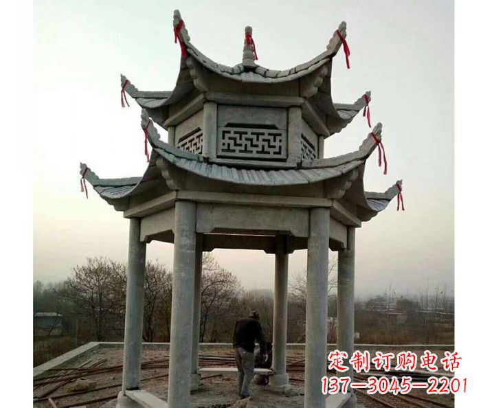 福建仿古双层石雕凉亭