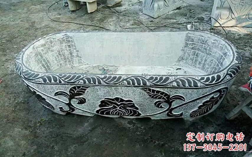 福建风格独特的仿古石头水缸雕塑