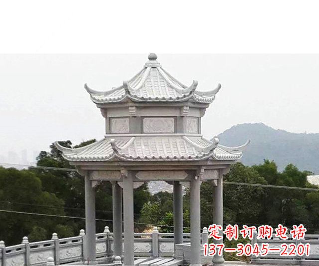 福建仿古双层石雕凉亭