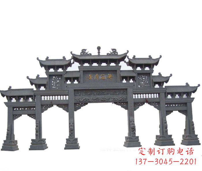 福建仿古五门牌坊石雕
