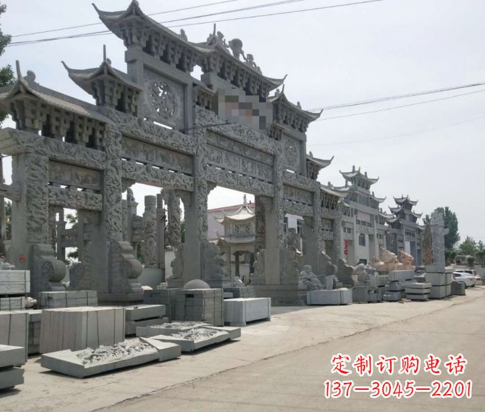 福建仿古五门石雕牌坊