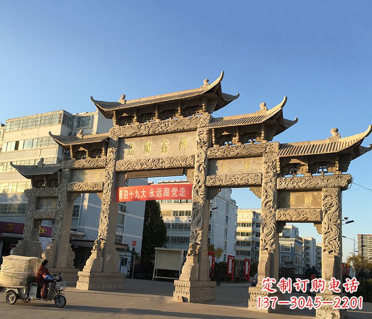 福建仿古五门石牌坊石雕