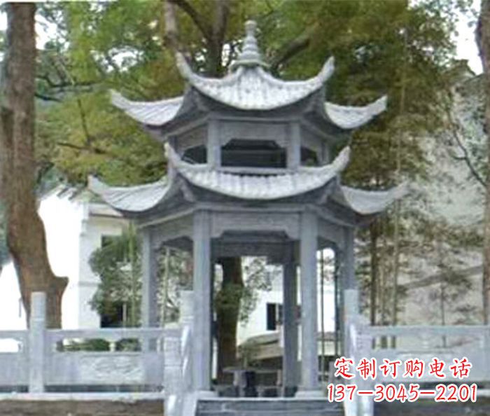 福建仿古园林双层石雕凉亭