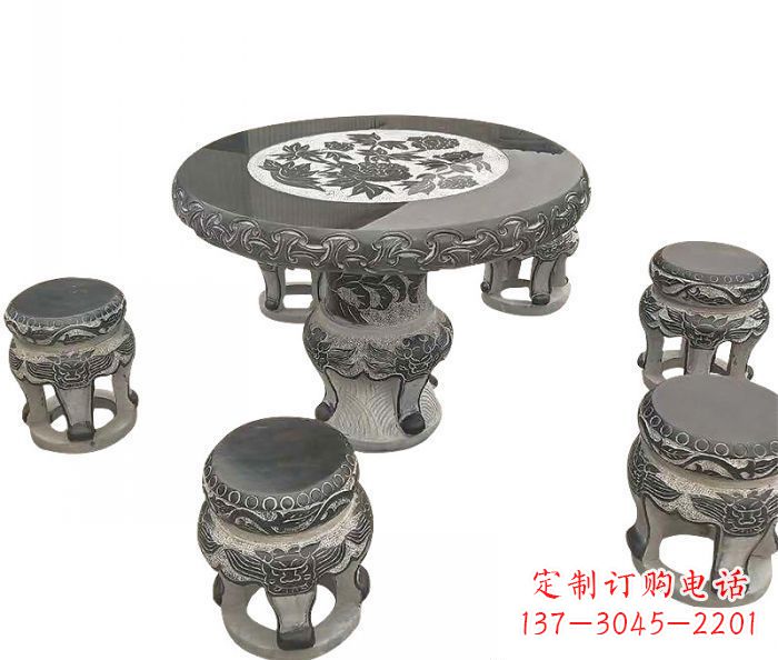 福建仿古圆形石桌凳