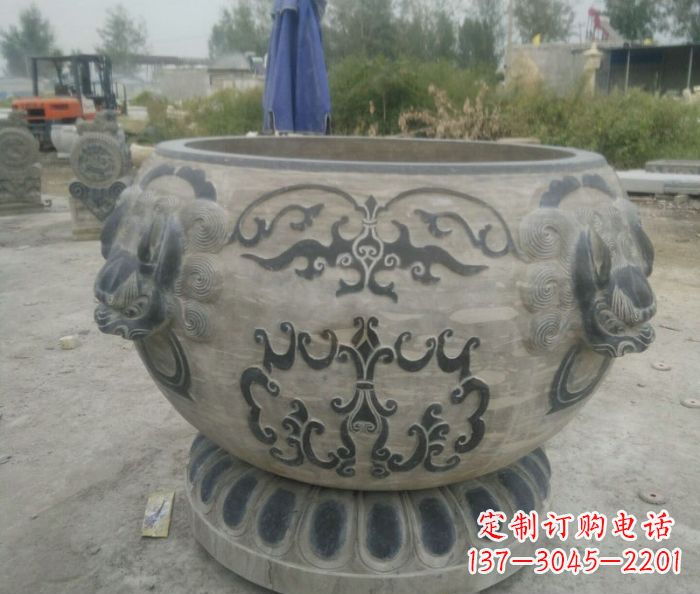 福建仿古圆形水缸石雕 (3)
