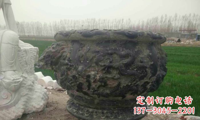 福建仿古圆形水缸石雕 (2)