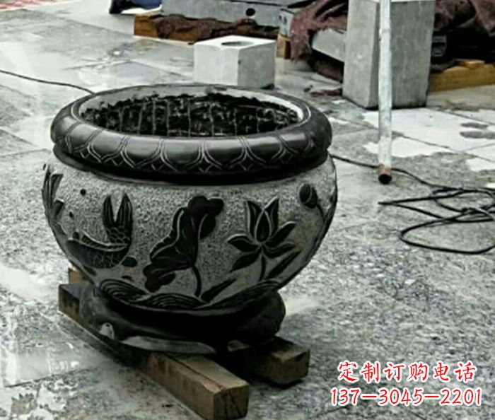 福建仿古招财水缸石雕 (2)