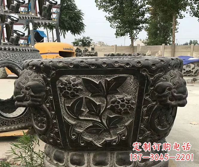 福建仿古招财水缸石雕 (3)