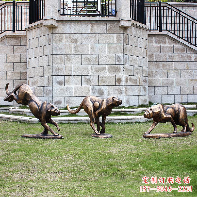 福建仿铜金豹抽象玻璃钢雕塑