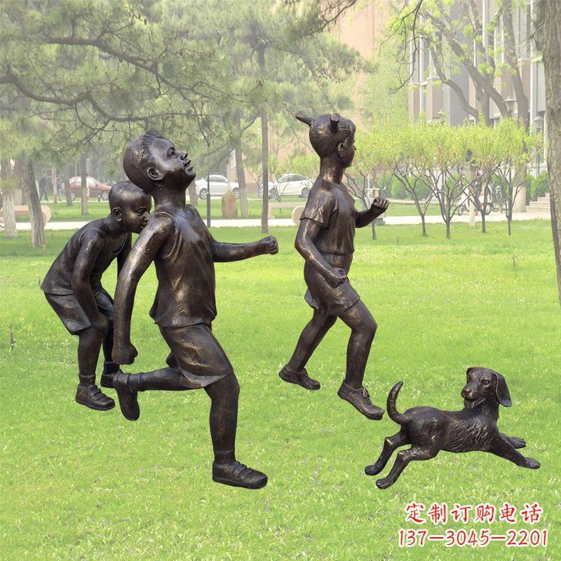 福建仿铜跑步小孩雕塑