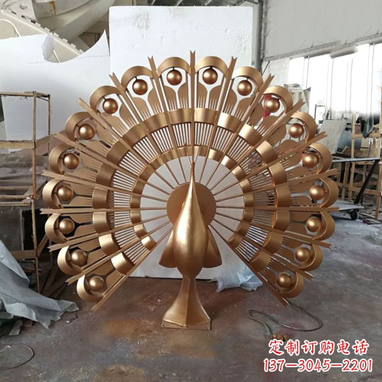 福建仿铜色不锈钢孔雀雕塑