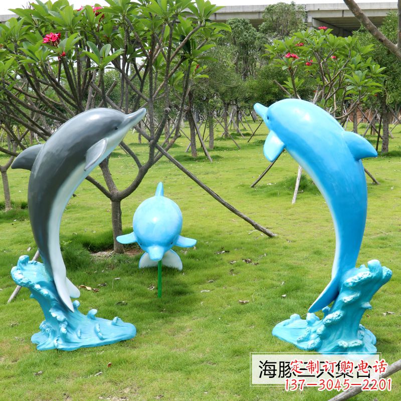 福建精致仿真玻璃钢海豚雕塑