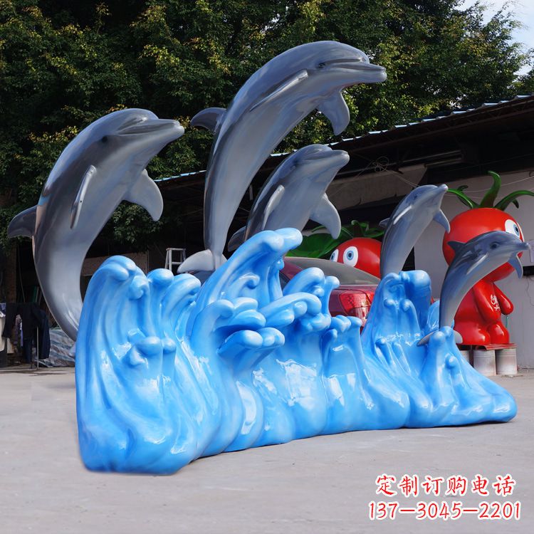 福建艺术精美的海豚玻璃钢雕塑