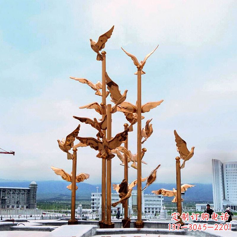 福建中领雕塑传承祥和和平的和平鸽雕塑