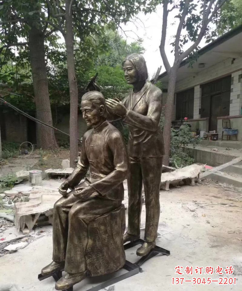 福建产品名称纪念母亲的梳头人物铜雕