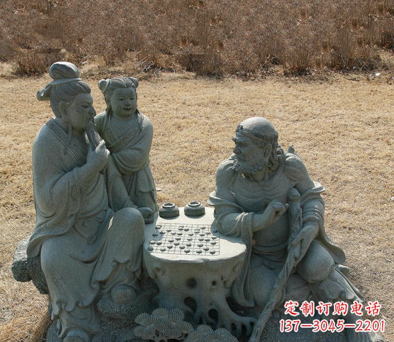 福建八仙下棋铜雕塑
