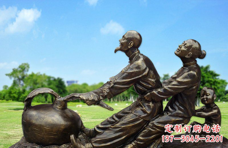 福建公园拔萝卜人物铜雕