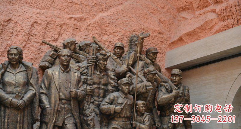 福建公园白求恩与八路军景观铜雕