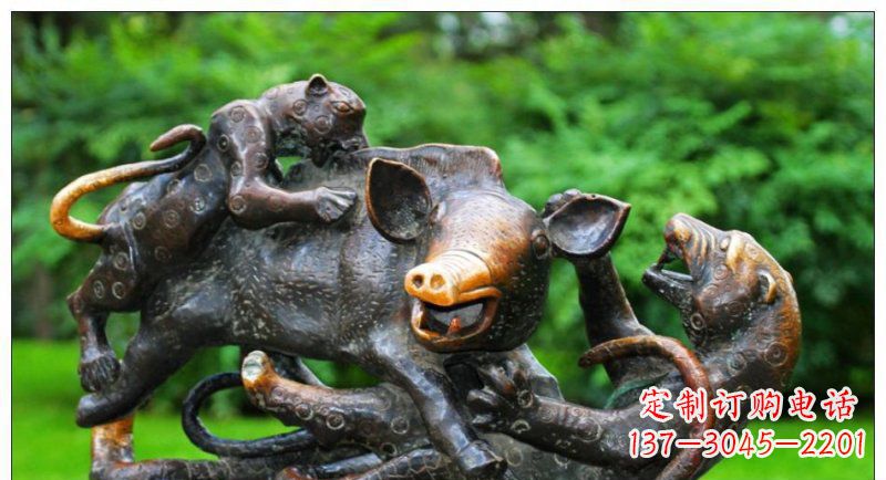 福建艺术精美的豹子铜雕