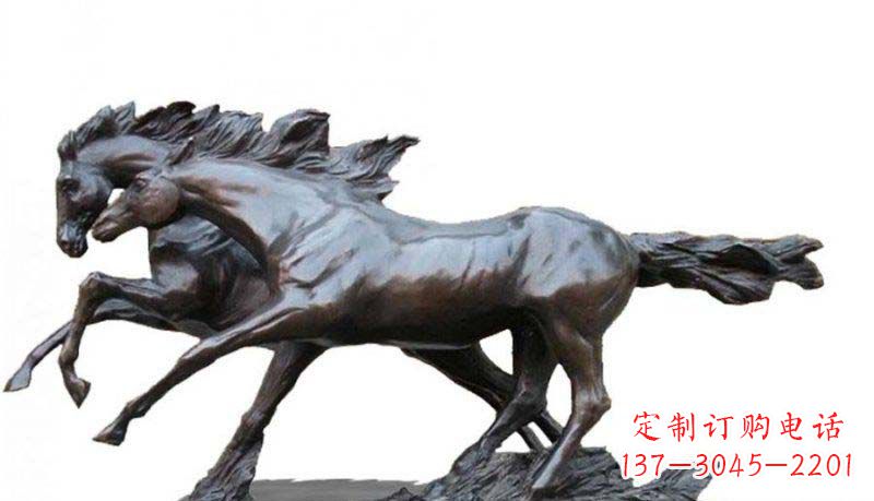 福建精工制作的两匹马动物铜雕