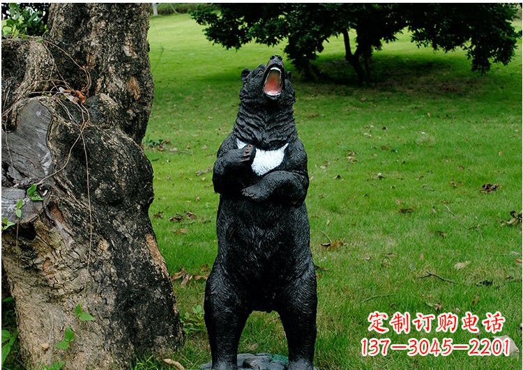 福建公园风情玻璃钢仿真黑熊雕塑
