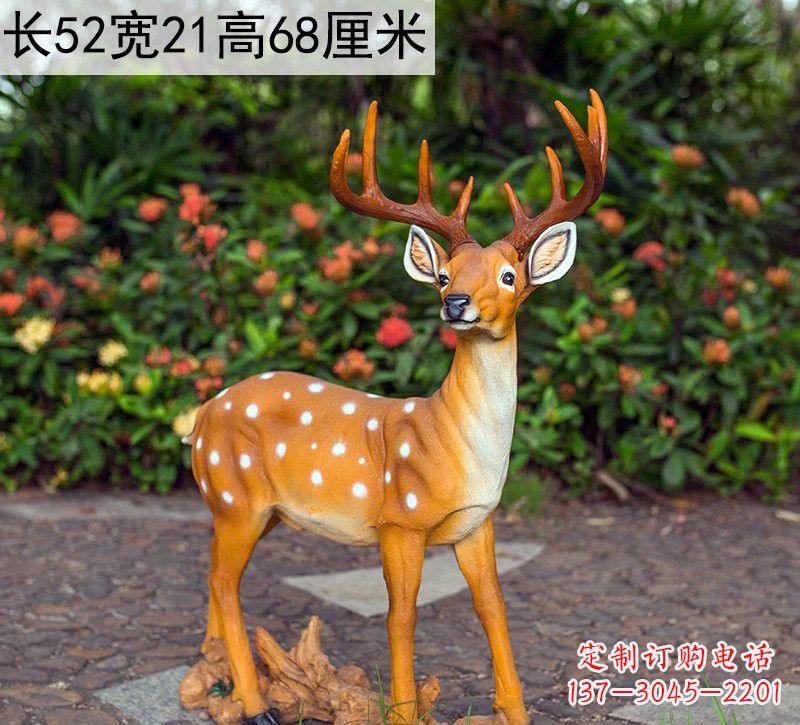 福建精美制作玻璃钢仿真梅花鹿雕塑